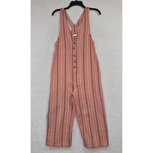 Urban Outfitters Jumpsuit Women's Sz S Peach Pink Striped Jordan Slouchy Button